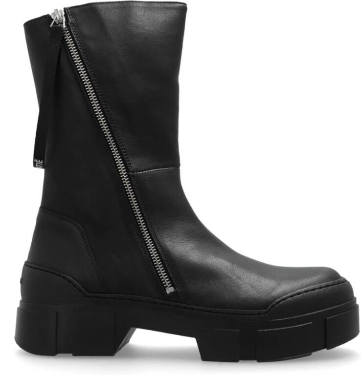 Vic Matié Leren platform enkellaarzen Black Dames