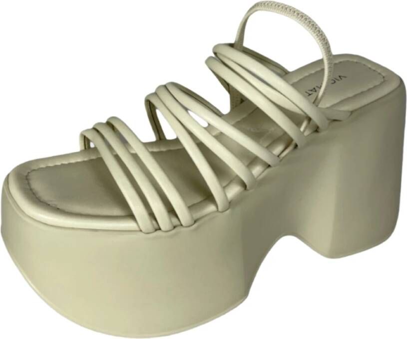 Vic Matié Leren Sandalen met Kruisband Beige Dames