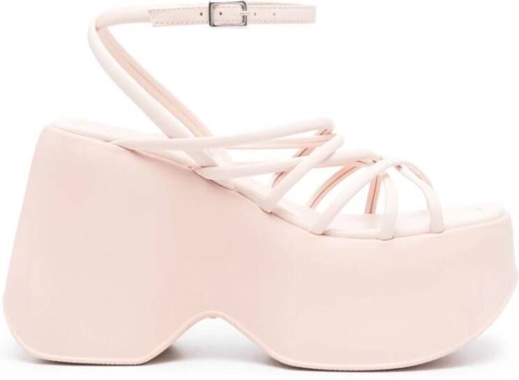 Vic Matié Roze Leren Kruisband Sandalen Pink Dames