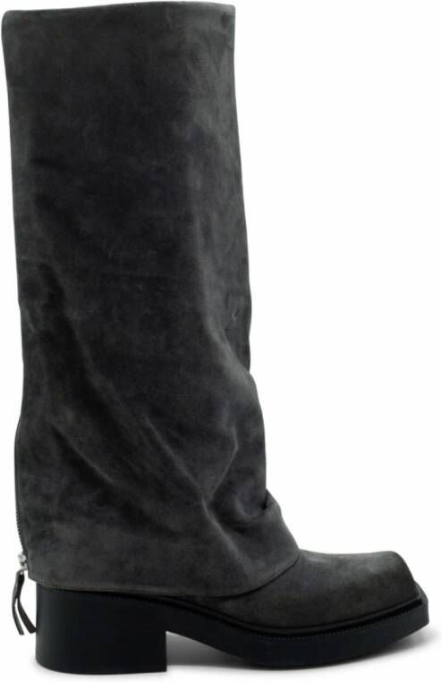 Vic Matié Slang laarzen Fray in grijs met omgeslagen schacht