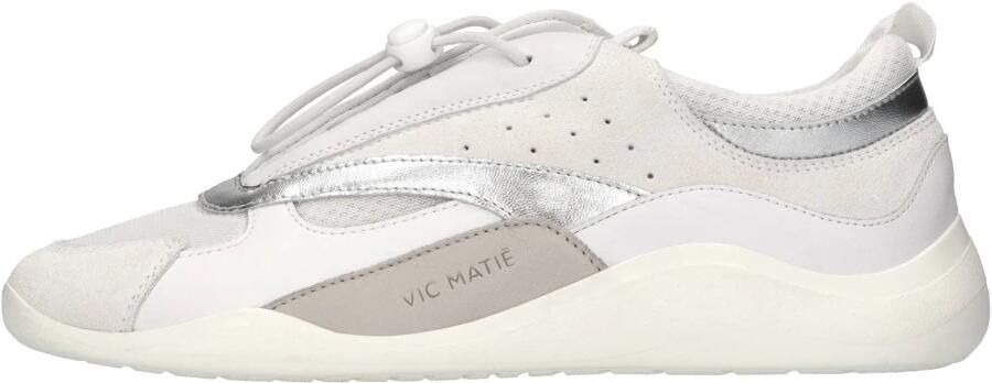 Vic Matié Witte en Zilveren Leren Sneakers