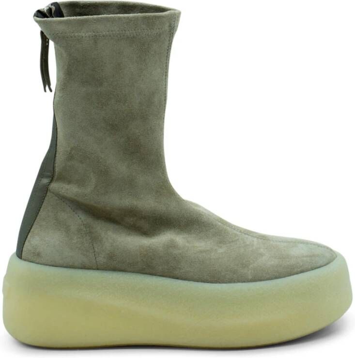 Vic Matié Stretch Leren Enkellaars in Zand Beige Dames