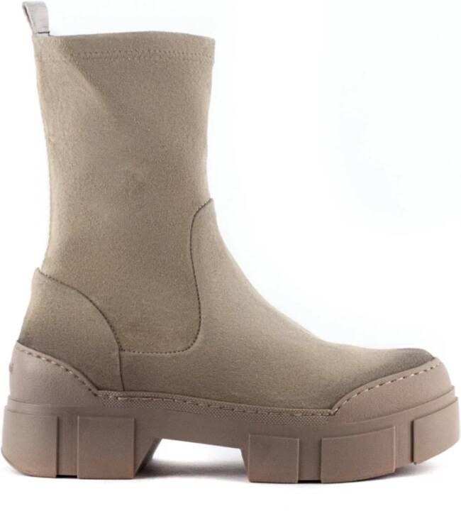 Vic Matié Taupe Stretch Suède Enkellaarzen