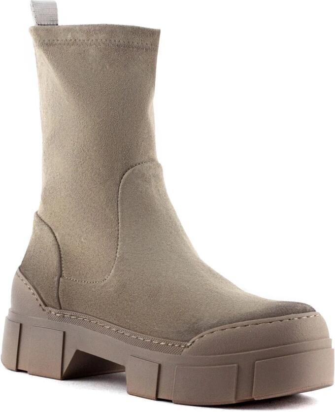 Vic Matié Taupe Stretch Suède Enkellaarzen