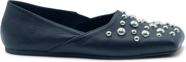 Vic Matié Square Closed Slipper Shoe In Nappa Leather in zwart