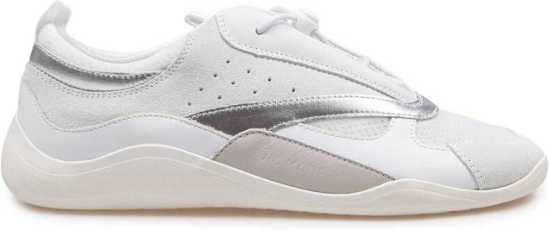Vic Matié Witte en Zilveren Leren Sneakers