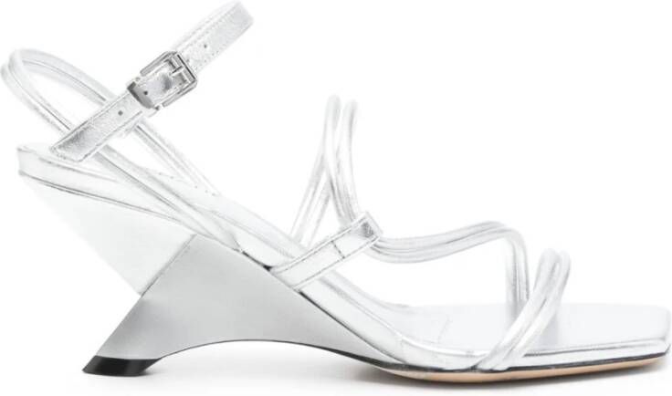Vic Matié Zilveren Sandalen met Gesp en Halfhoge Hak
