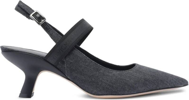Vic Matié Zwarte Denim Slingback Sandalen