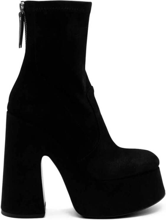 Vic Matié Elegante Suède Enkellaarzen Black Dames