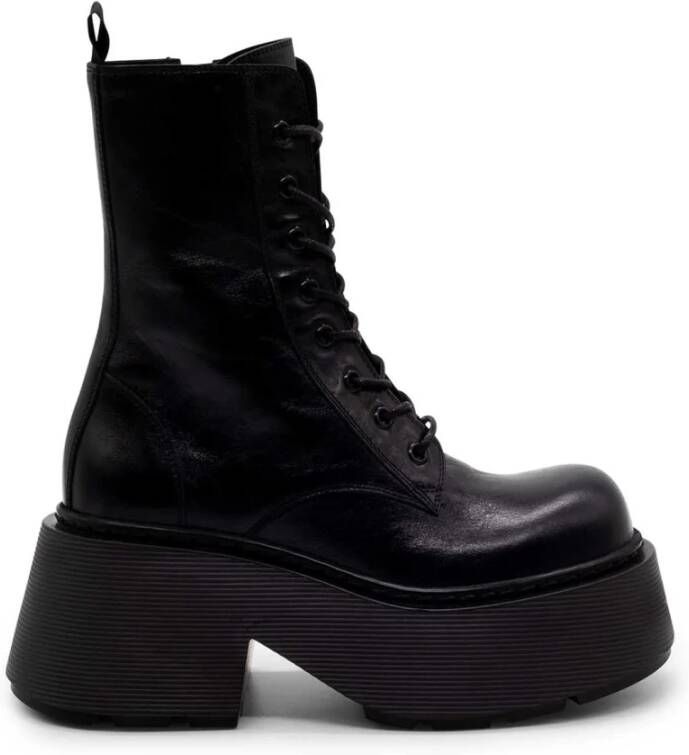 Vic Matié Zwarte Gestreepte Enkellaars Black Dames