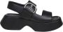 Vic Matié Zwarte leren sandalen met zachte banden Black Dames - Thumbnail 1