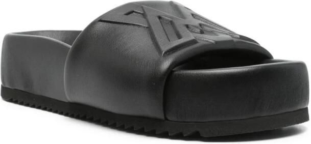 Vic Matié Zwarte Sandalen met Geribbelde Rubberen Zool