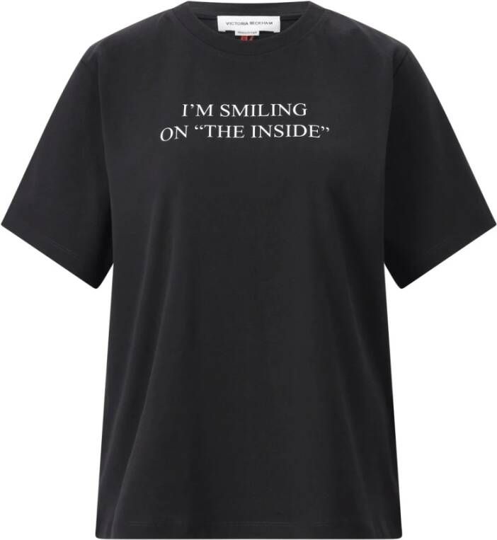 Victoria Beckham Speels Slogan T-shirt van zachte biologische katoen