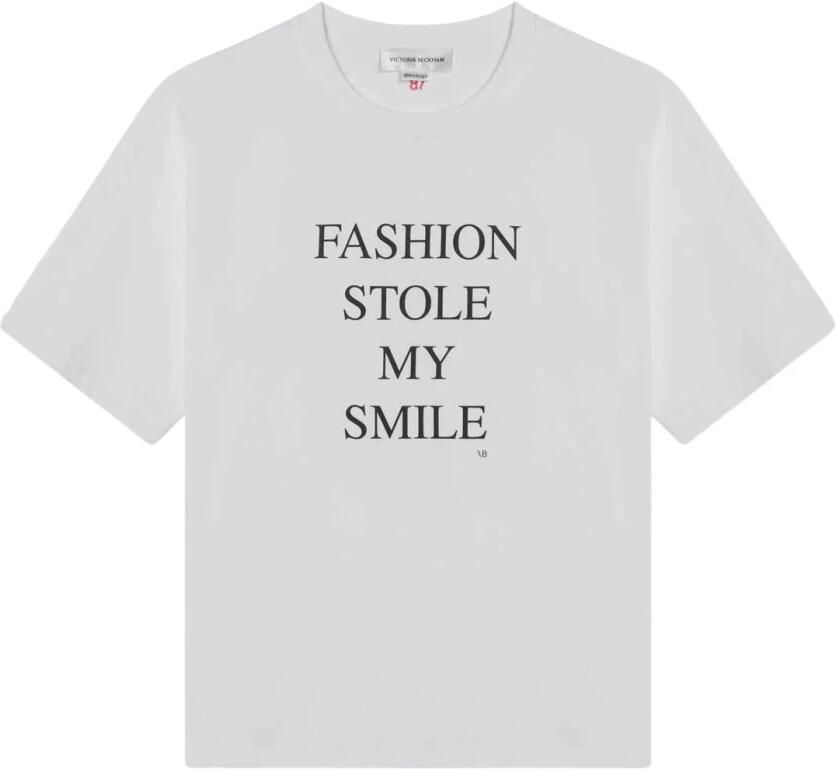 Victoria Beckham Fashion Stole My Smile Slogan T-Shirt
