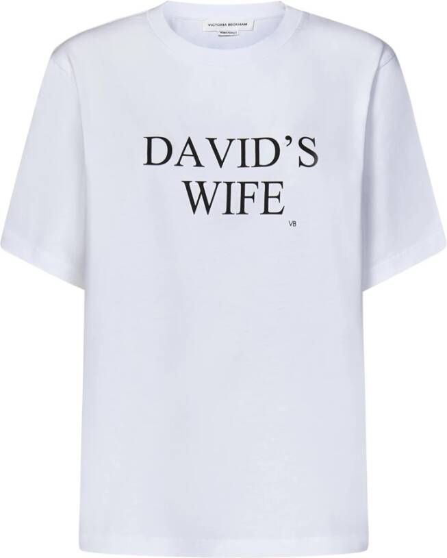 Victoria Beckham Wit T-shirt met 'Vrouw van David' Slogan