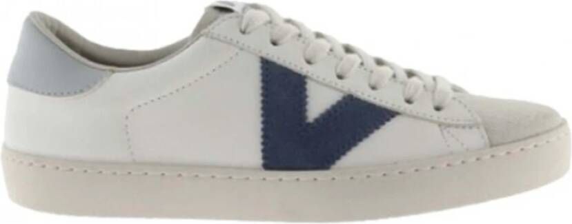Victoria Contrast Leren Sneakers Grote Maten Blauw - Foto 3