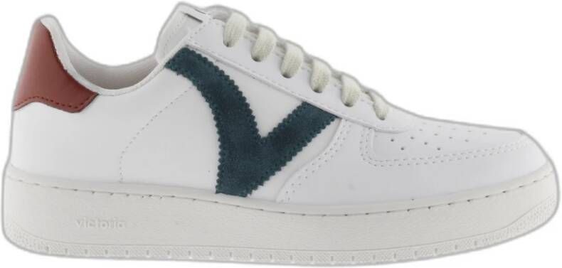 Victoria Damestrainers met contrasterend ledereffect Madrid Wit Dames