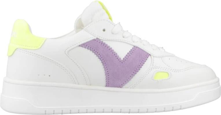 Victoria Neon Leren Sneakers White Dames