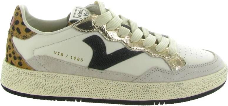 Victoria Dames Sneakers Zwart Leer Suéde Metallic