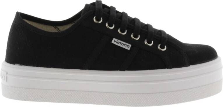 Victoria Witte Canvas Platform Sneakers Black Dames