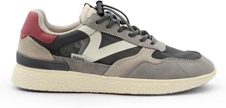Victoria Grijze Mesh Sneakers met Suède en Leren Details