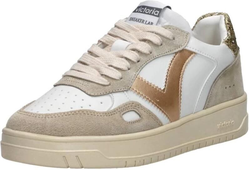 Victoria Sneakers Seul Serraje & Glitter Dames Sneakers Wit-goud - Foto 4