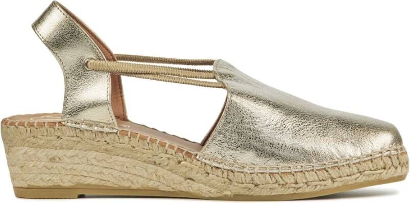 VIGUERA Espadrilles Dames Damesschoenen Leer Sleehak Hoogte 4 cm 1825 met Goud