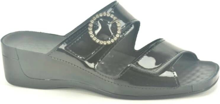 Vital Zwarte Kant Muiltje met Velcro Black Dames