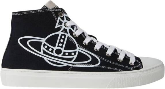 Vivienne Westwood Zwart en Wit Canvas High Top Sneakers Black Heren