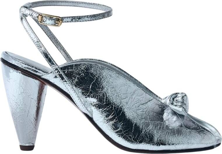 Vivienne Westwood Metallic Leren Bow Peep Hakken Gray Dames