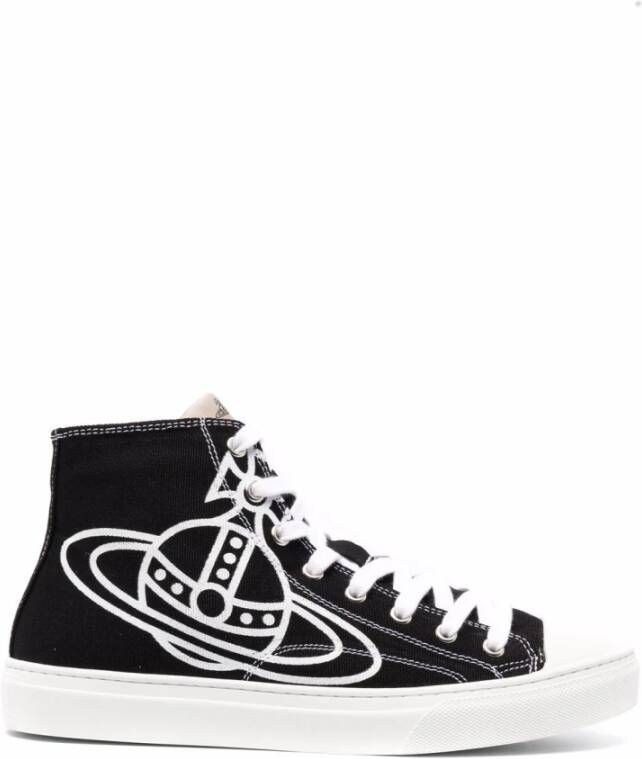 Vivienne Westwood Zwart en Wit Canvas High Top Sneakers Black Heren