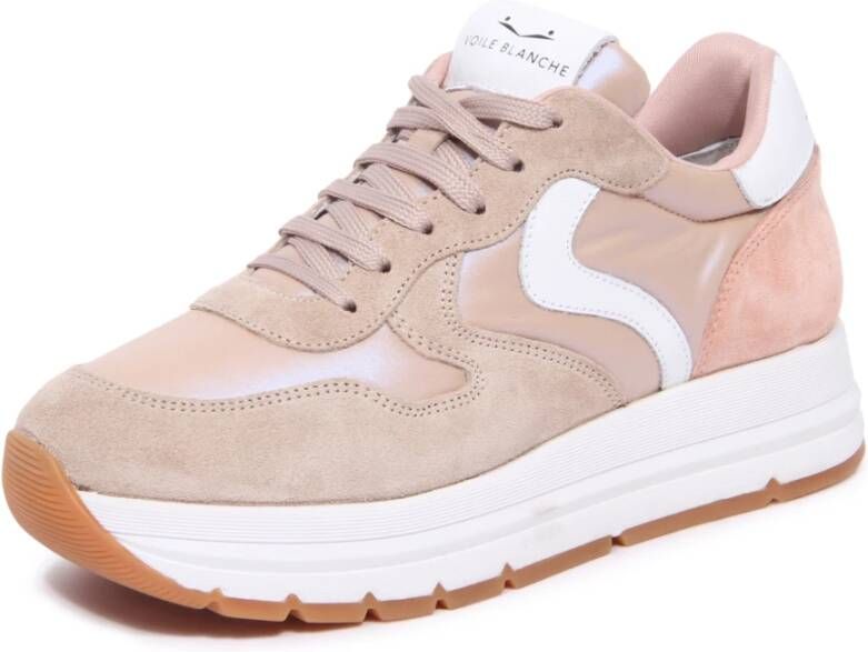 Voile Blanche Beige-Palerose Suède Nylon Schoenen