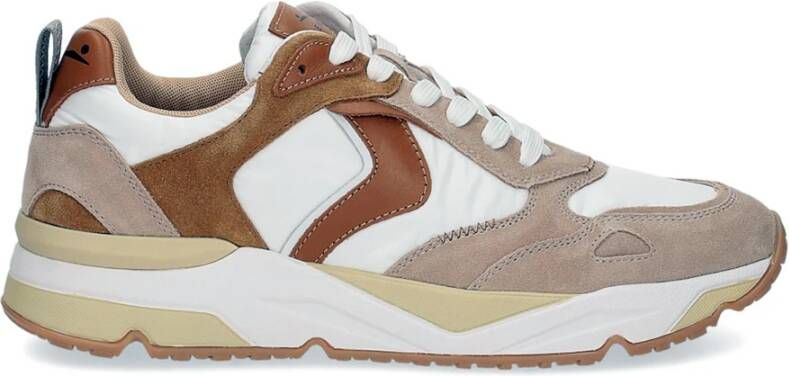 Voile blanche Beige Sneakers met Suède en Leer Multicolor Heren