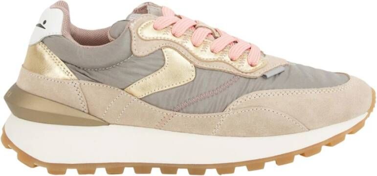 Voile Blanche Beige Sneakers met Suède en Nylon