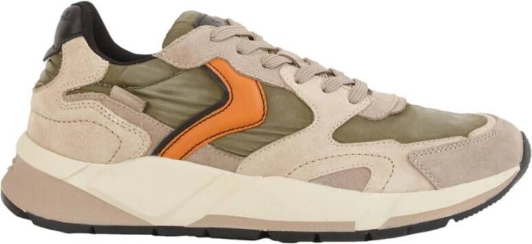 Voile Blanche Beige Sneakers met Suède en Nylon