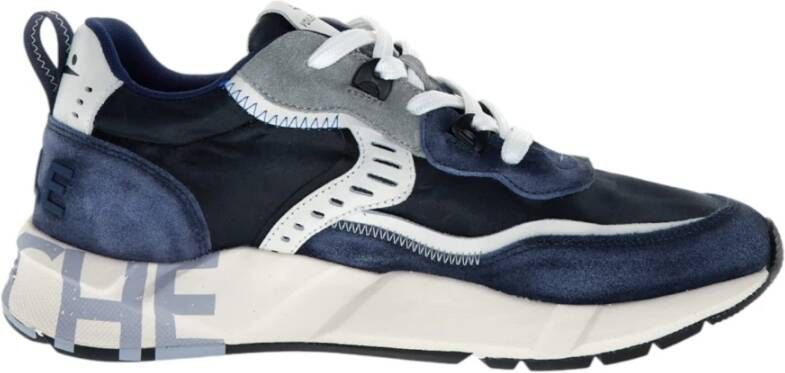 Voile Blanche Blauwe Suède Sneaker met Leren Inzetstukken