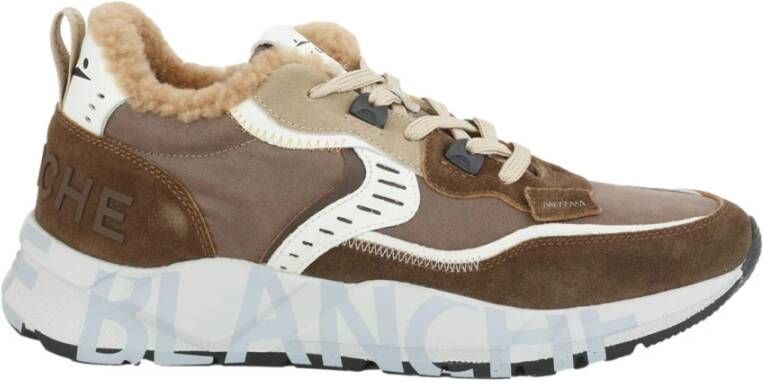 Voile Blanche Bruine Sneakers Leer Nylon Suède Stijl