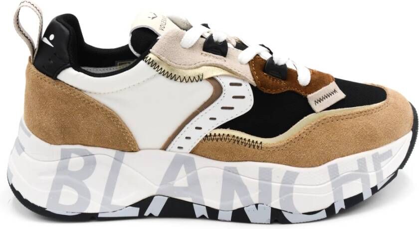 Voile blanche Bruine Sneakers met Leren en Stoffen Voering Bruin Dames