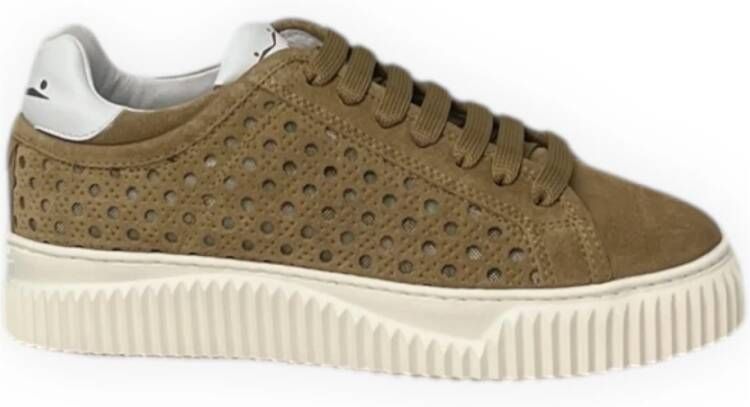 Voile Blanche Geperforeerde Suède Sneakers