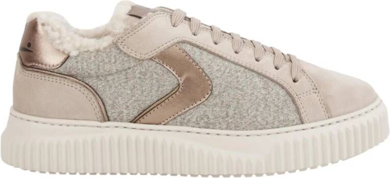Voile Blanche Grijze Sneakers Leder Textiel Mix