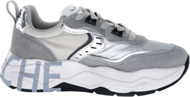 Voile Blanche Grijze Suède Gelamineerde Sneakers Moderne Stijl