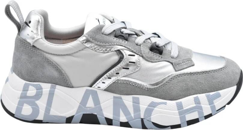 Voile Blanche Grijze Zilveren Veterschoenen Elegante Stijl