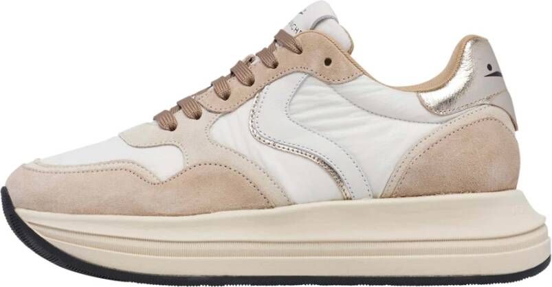 Voile blanche Leather and fabric sneakers Melany. Beige Dames