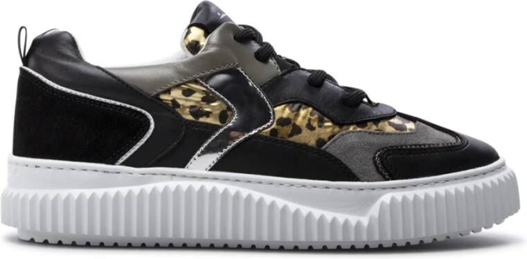Voile blanche Zwarte Luipaard Sneakers Black Dames