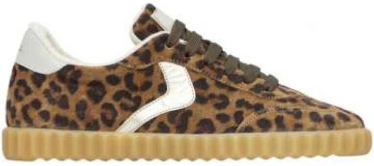 Voile Blanche Luipaardprint Suède Sneaker met Leren Details