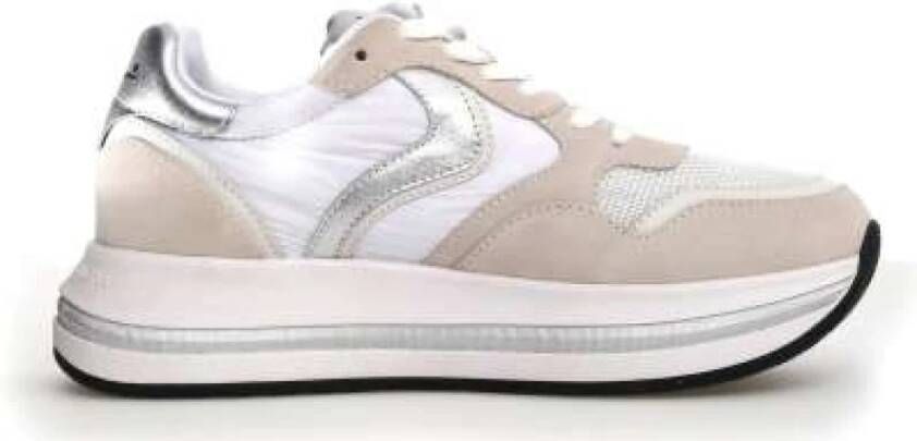 Voile Blanche Mesh en Suède Sneaker Zand Zilver