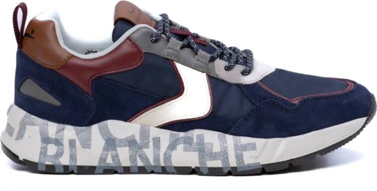 Voile blanche Sportschoenen Navy Burgundy Leer Stof 4 cm Hak Blauw Heren