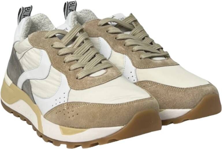 Voile blanche Leren en stoffen sneakers voor heren Beige Heren