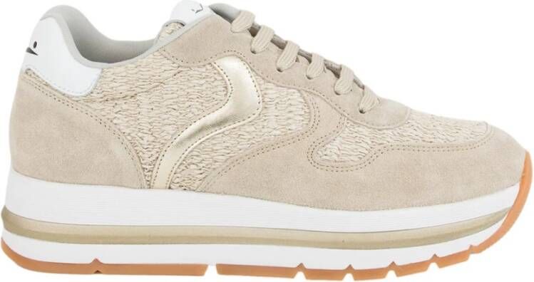 Voile blanche Suede and raffia sneakers Maran Beige Dames