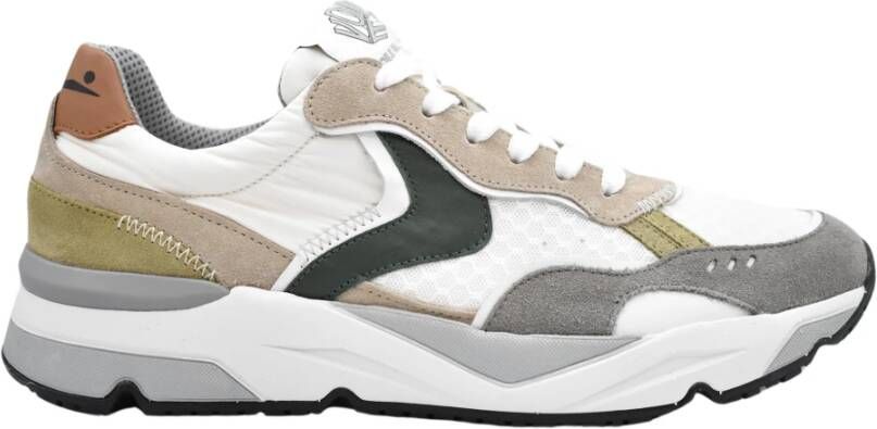 Voile blanche Sportieve lage sneakers in grijs wit en beige Wit Heren